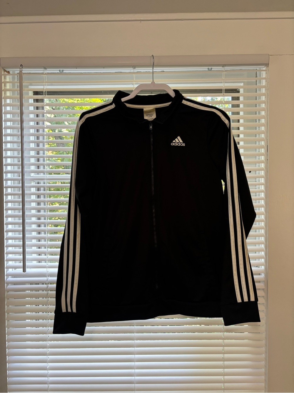 adidas Black Lightweight Track Jacket with White Three-Stripes